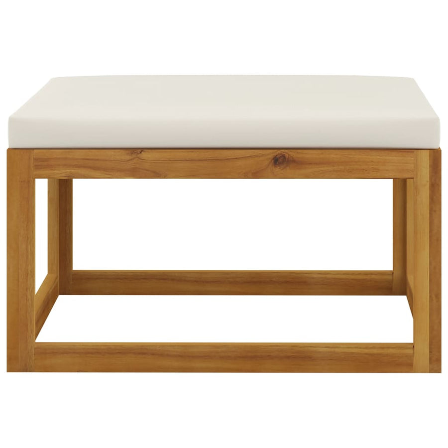 5-Delige Loungeset Met Kussens Massief Acaciahout crème 2x hoek + midden + voetensteun + Tafel