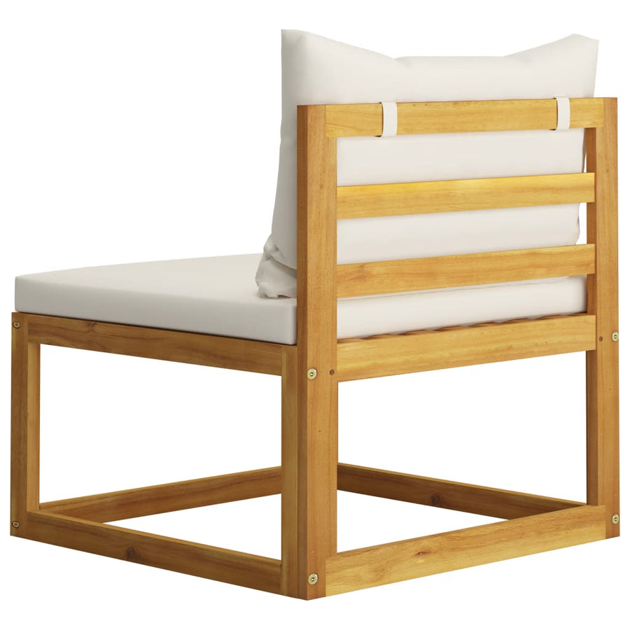 5-Delige Loungeset Met Kussens Massief Acaciahout crème 2x hoek + midden + voetensteun + Tafel