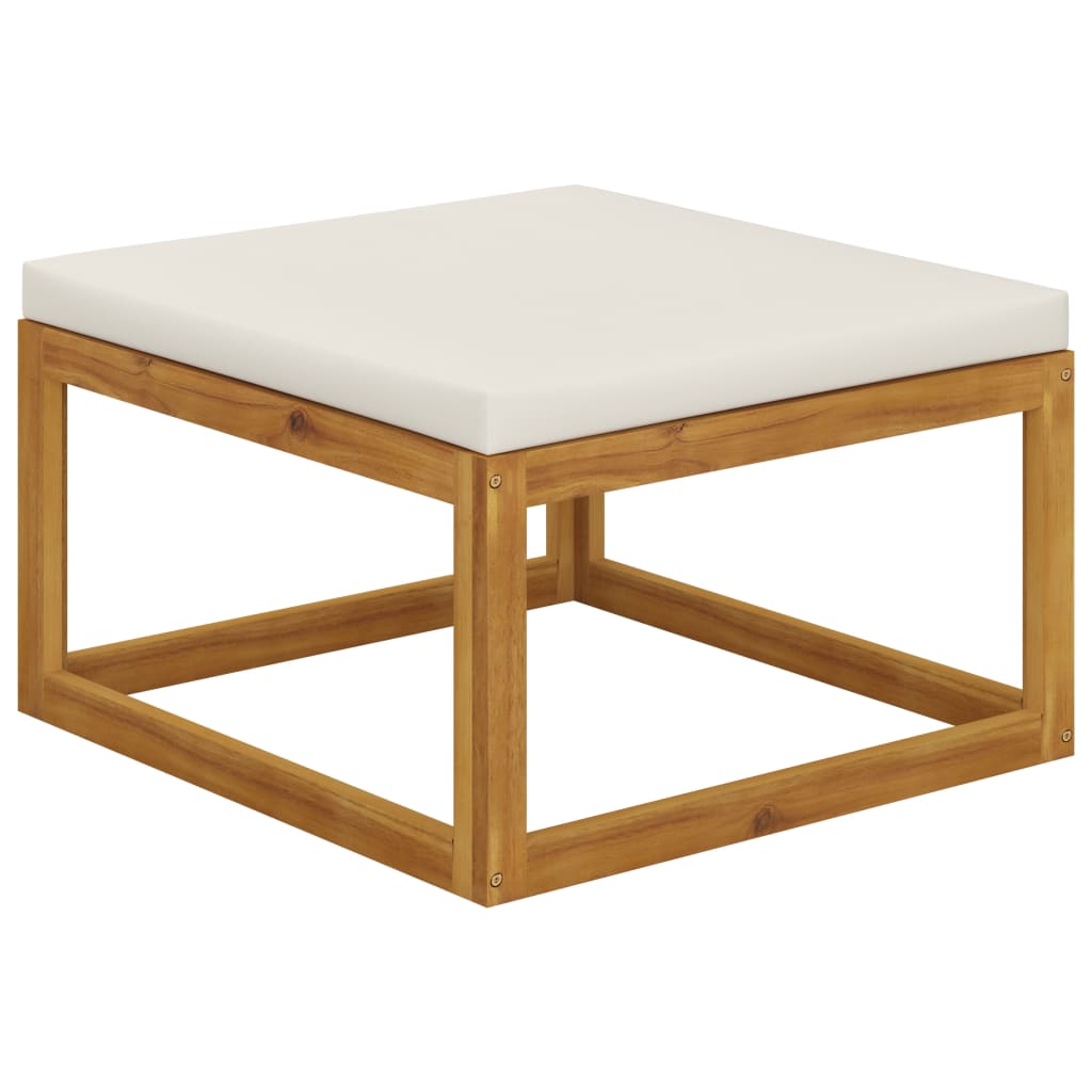 5-Delige Loungeset Met Kussens Massief Acaciahout crème 2x hoek + midden + voetensteun + Tafel
