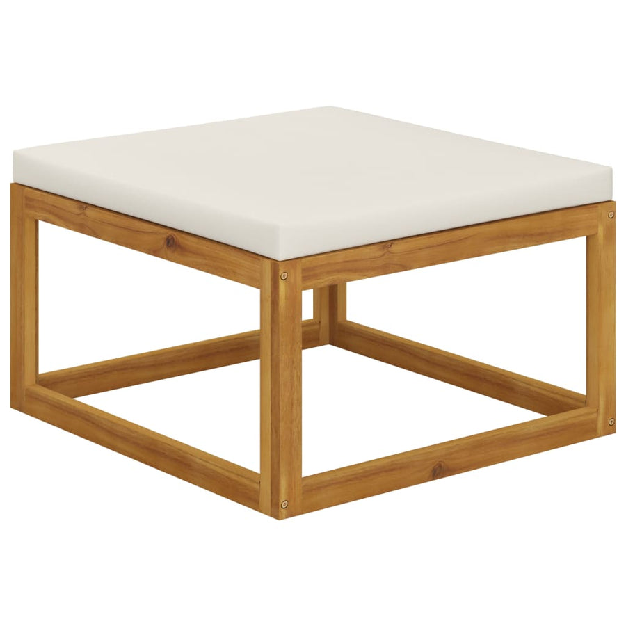 5-Delige Loungeset Met Kussens Massief Acaciahout crème 2x hoek + midden + voetensteun + Tafel