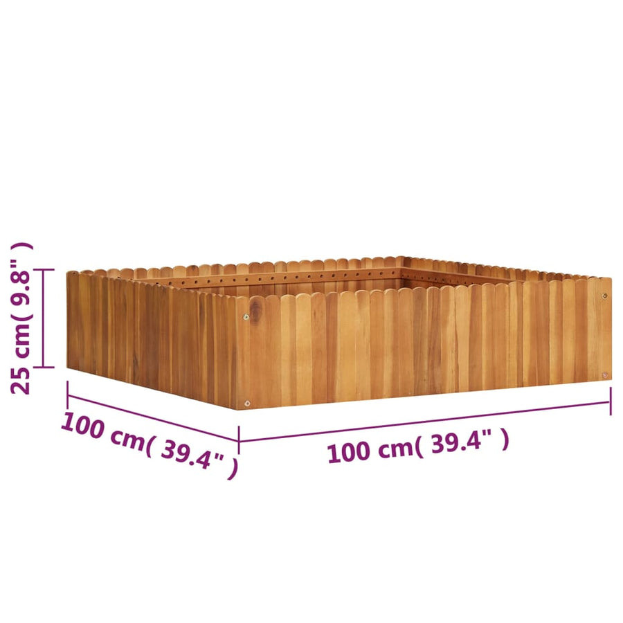Plantenbak Verhoogd Massief Acaciahout 100 x 100 x 25 cm