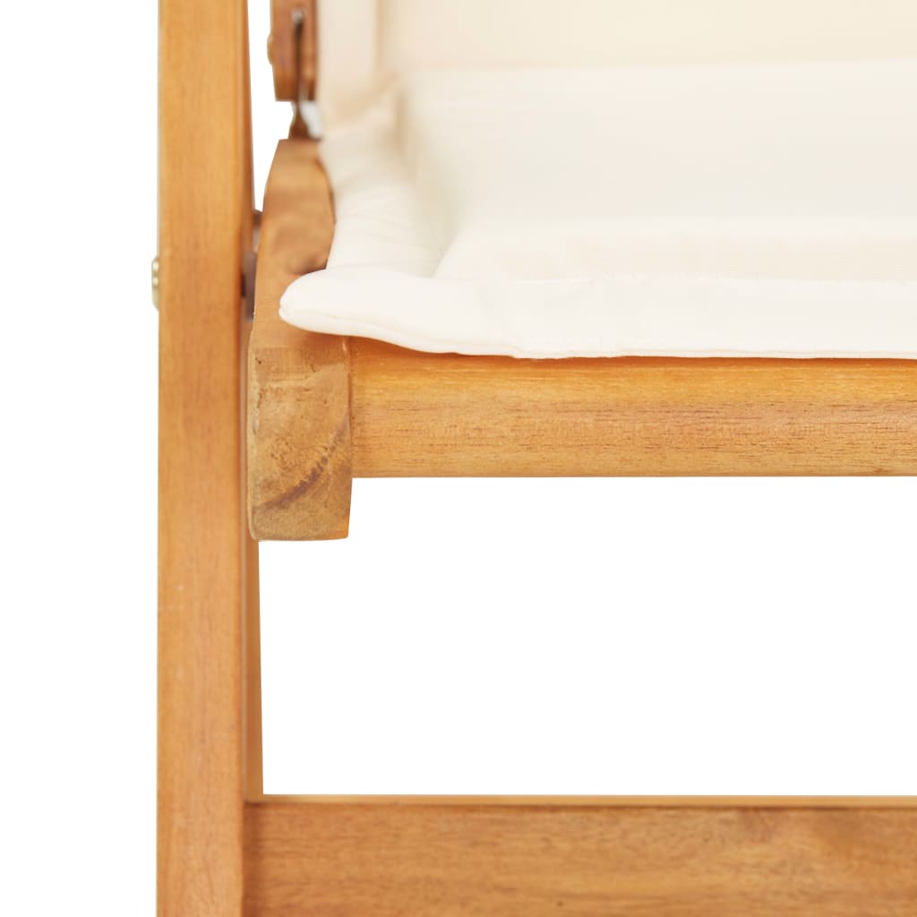 Tuinstoelen Verstelbaar Massief Acaciahout Bruin Crèmewit