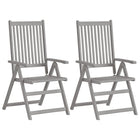 Garden chairs 2 pcs adjustable solid acacia wood gray