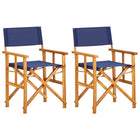 Director's chairs 2 pcs solid acacia wood blue