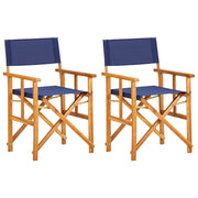 Director's chairs 2 pcs solid acacia wood blue