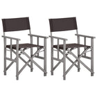 Regisseursstoelen massief acaciahout grijs 2 stuks