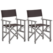 Regisseursstoelen massief acaciahout grijs 2 stuks