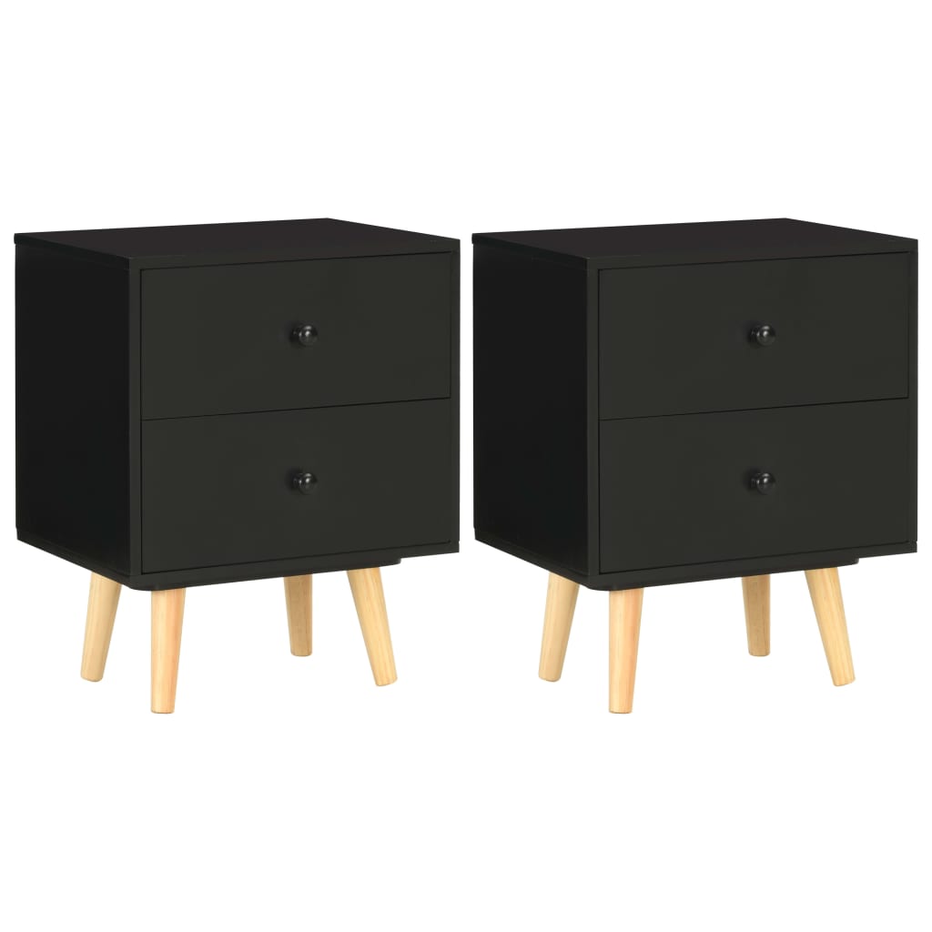 Nachtkastjes 40X30X50 Cm Massief Grenenhout Zwart