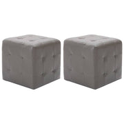 Poef 2 stuks 30x30x30 cm kunstleer grijs