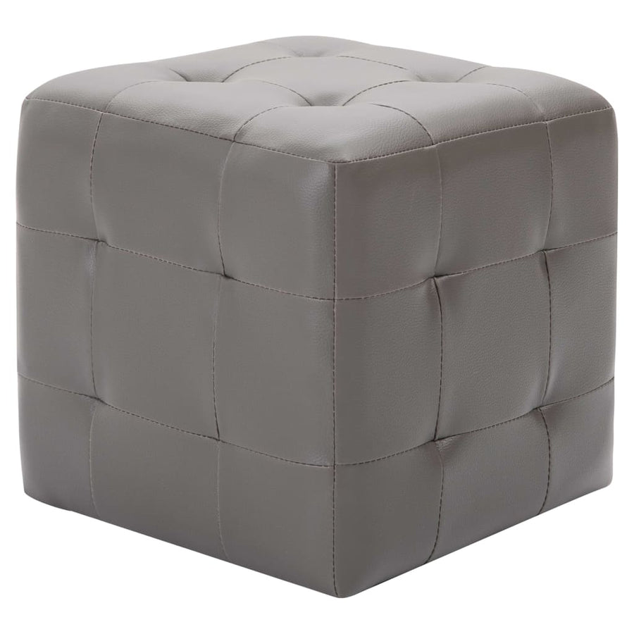 Poef 2 St 30X30X30 Cm Kunstleer Grijs