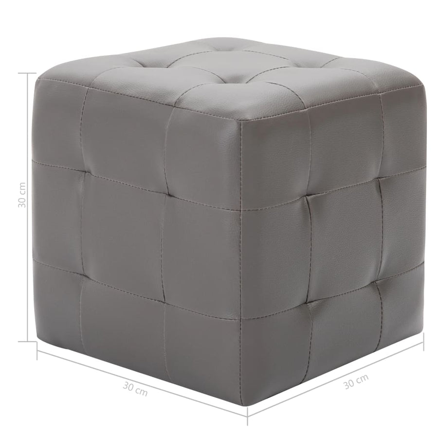 Poef 2 St 30X30X30 Cm Kunstleer Grijs