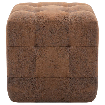 Poef 2 St 30X30X30 Cm Kunstsuède Bruin