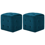 Poef 30x30x30 cm fluweel blauw (2 stuks)