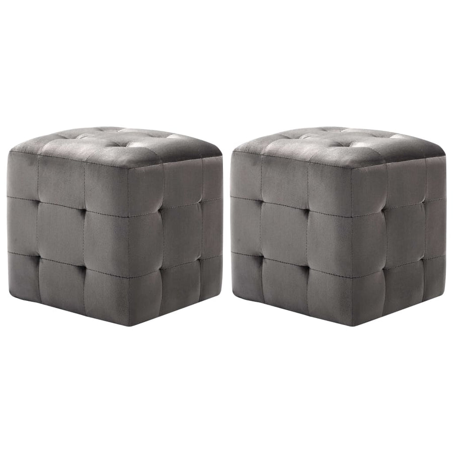 Poef 2 St 30X30X30 Cm Fluweel Grijs