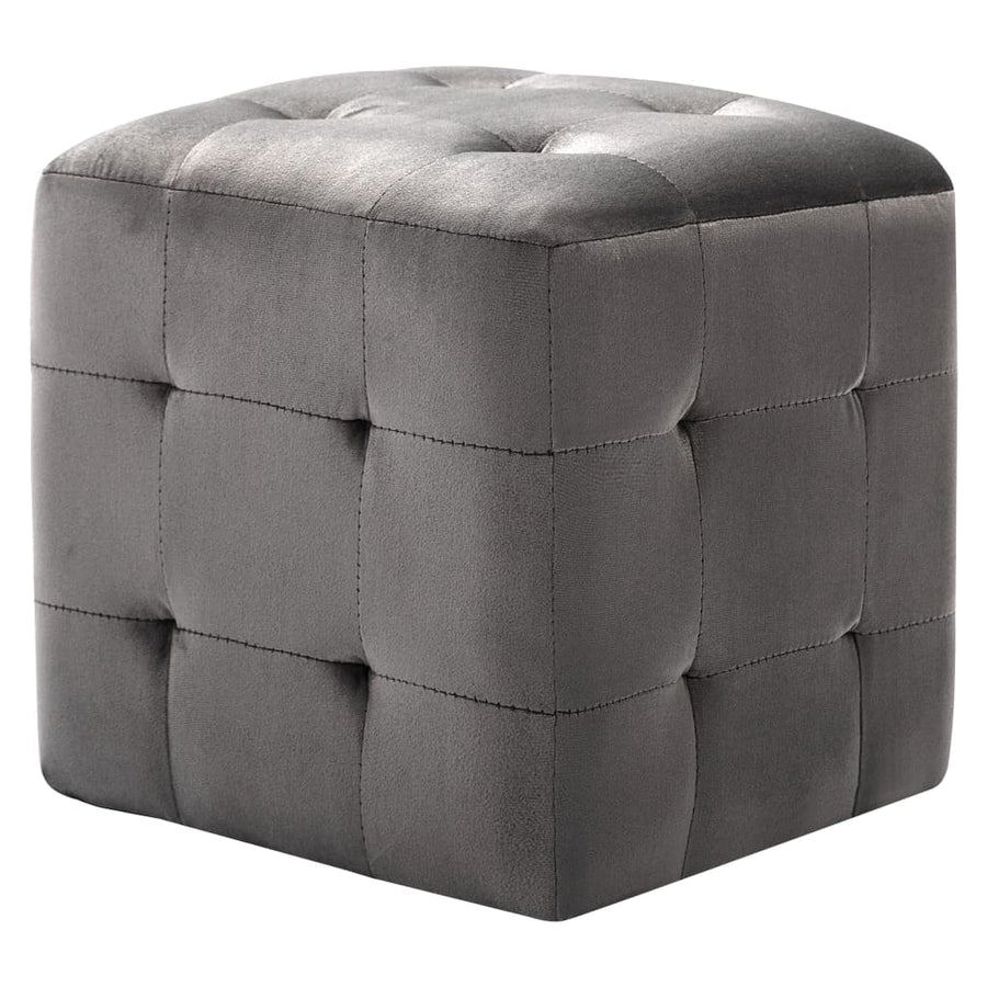 Poef 2 St 30X30X30 Cm Fluweel Grijs