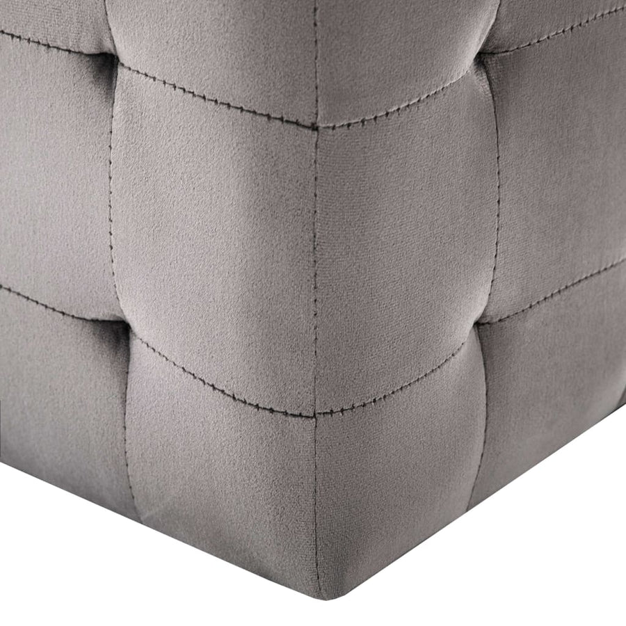 Poef 2 St 30X30X30 Cm Fluweel Grijs