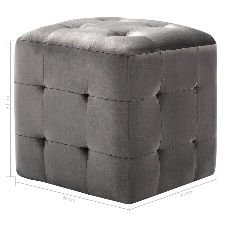 Poef 2 St 30X30X30 Cm Fluweel Grijs