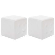 Poef 2 stuks 30x30x30 cm kunstleer wit