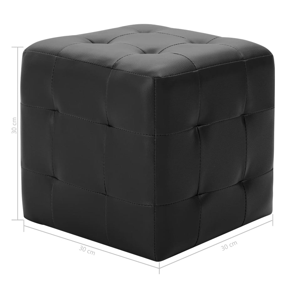 Poef 2 St 30X30X30 Cm Kunstleer Zwart