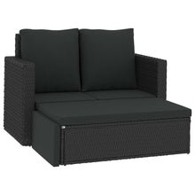 -Delige Loungeset Met Kussens Poly Rattan Zwart