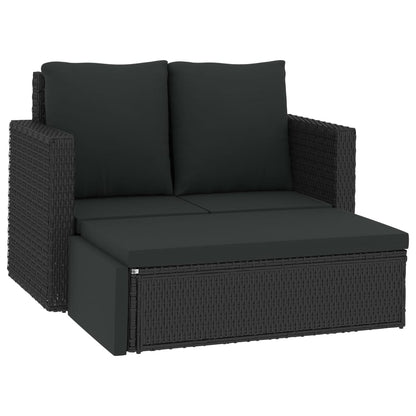 -Delige Loungeset Met Kussens Poly Rattan Zwart