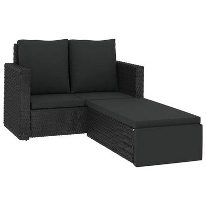 -Delige Loungeset Met Kussens Poly Rattan Zwart
