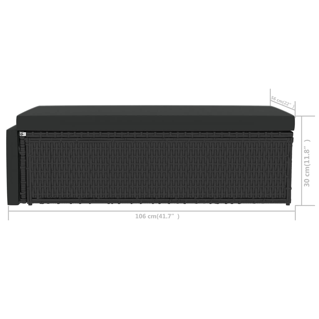 -Delige Loungeset Met Kussens Poly Rattan Zwart