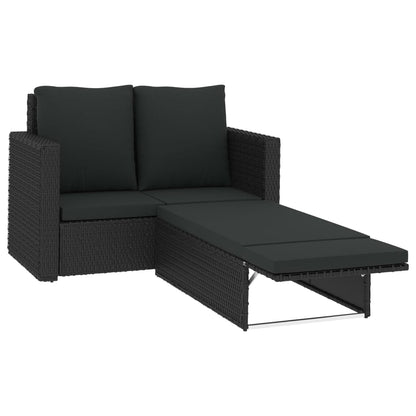 -Delige Loungeset Met Kussens Poly Rattan Zwart