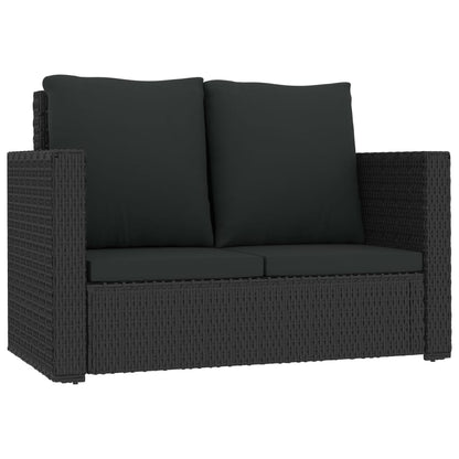 -Delige Loungeset Met Kussens Poly Rattan Zwart