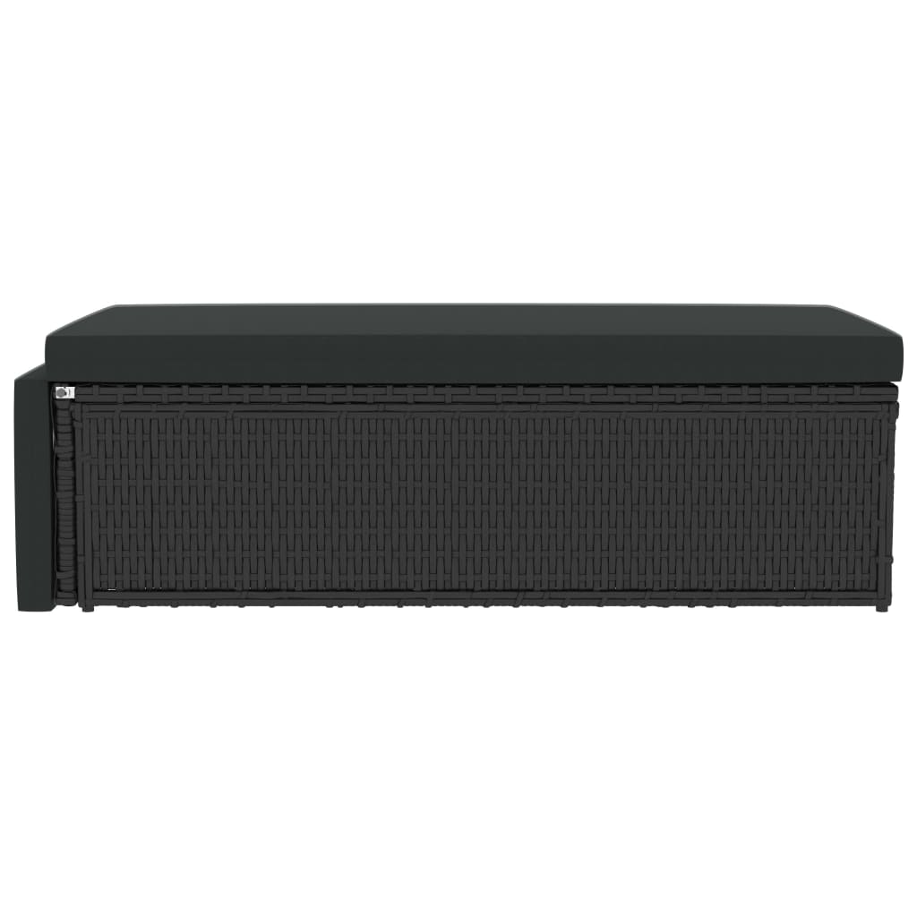 -Delige Loungeset Met Kussens Poly Rattan Zwart