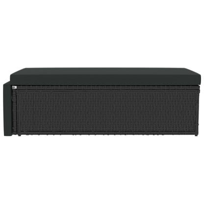 -Delige Loungeset Met Kussens Poly Rattan Zwart