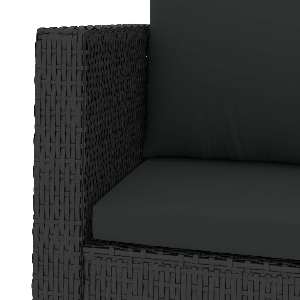 -Delige Loungeset Met Kussens Poly Rattan Zwart