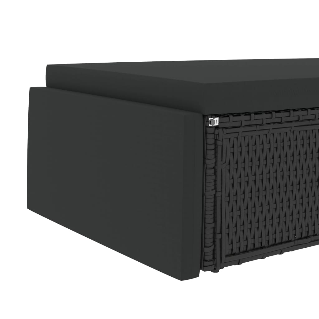 -Delige Loungeset Met Kussens Poly Rattan Zwart