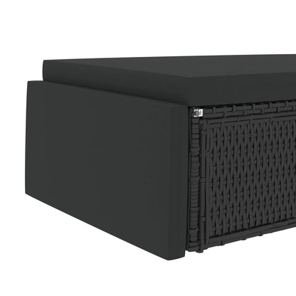 -Delige Loungeset Met Kussens Poly Rattan Zwart