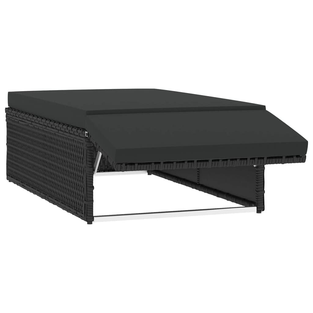 -Delige Loungeset Met Kussens Poly Rattan Zwart