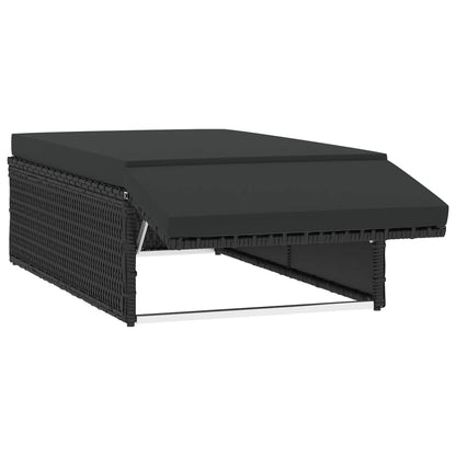 -Delige Loungeset Met Kussens Poly Rattan Zwart