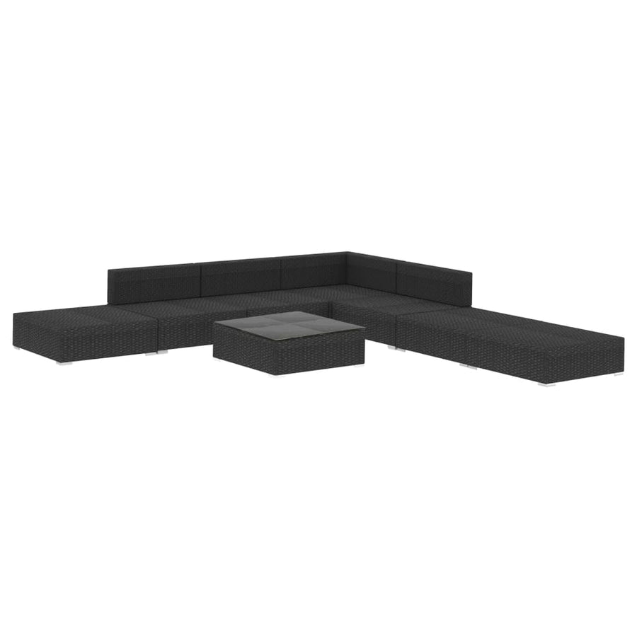 8-Delige Loungeset Met Kussens Poly Rattan Zwart