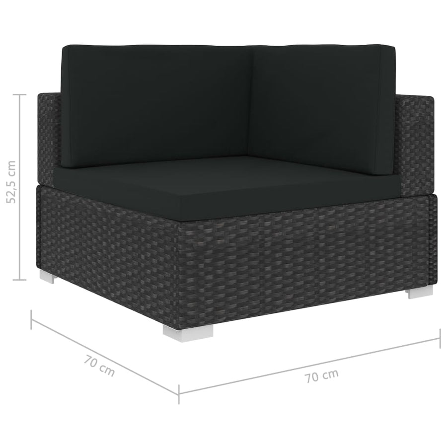 8-Delige Loungeset Met Kussens Poly Rattan Zwart