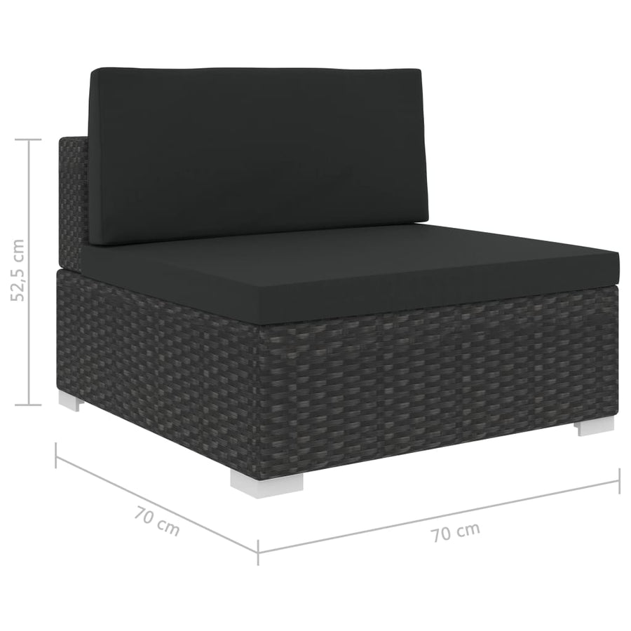 8-Delige Loungeset Met Kussens Poly Rattan Zwart
