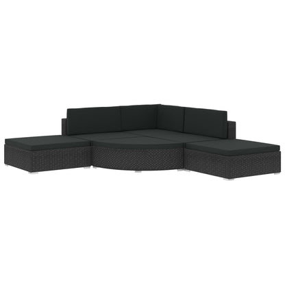 6-Delige Loungeset Met Kussens Poly Rattan Zwart