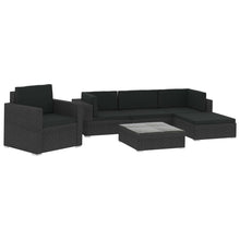 6-Delige Loungeset Met Kussens Poly Rattan Zwart
