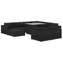 10-Delige Loungeset Met Kussens Poly Rattan Zwart