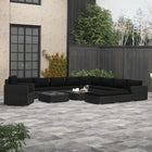 -Delige Loungeset Met Kussens Poly Rattan Zwart