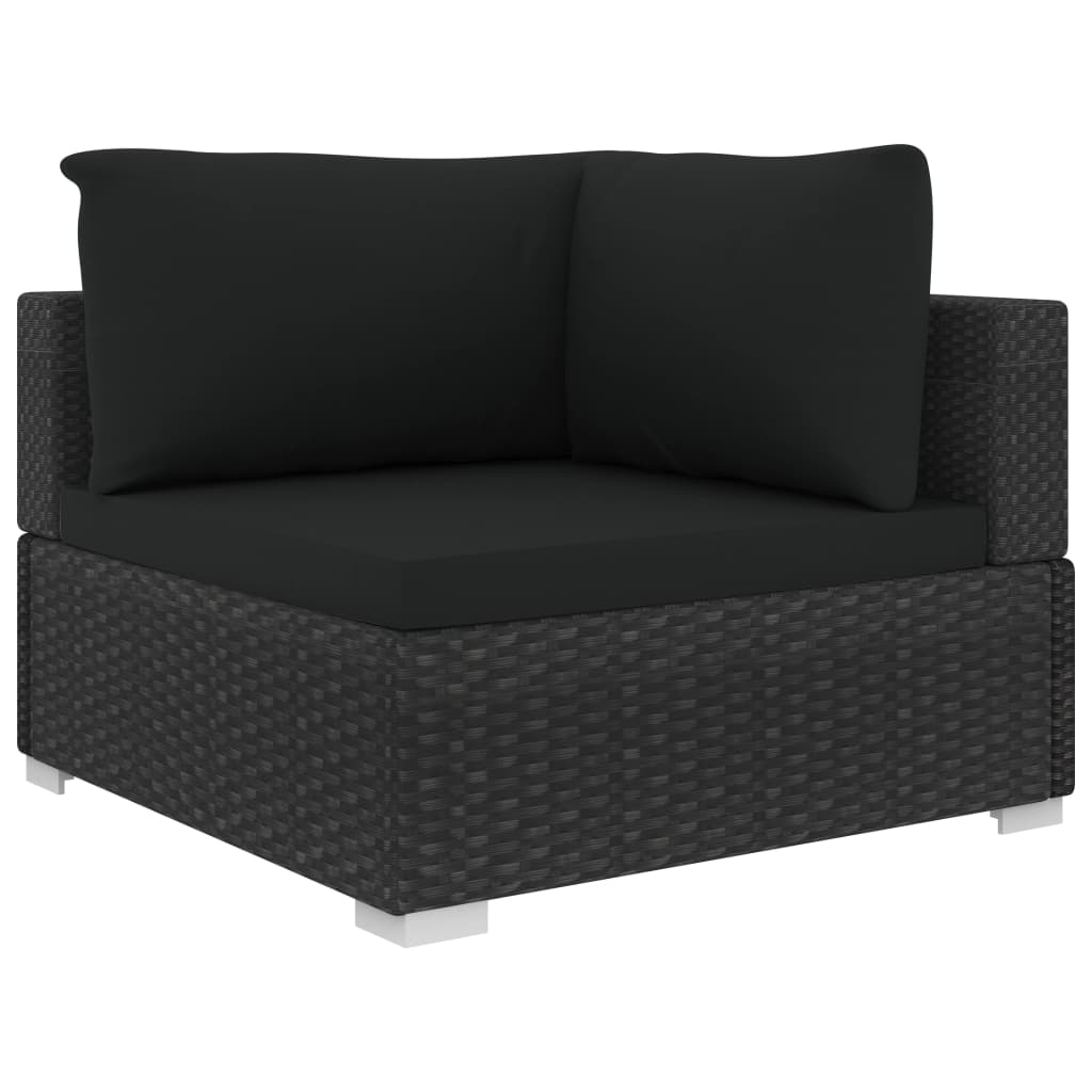 Loungeset Met Kussens Poly Rattan Zwart