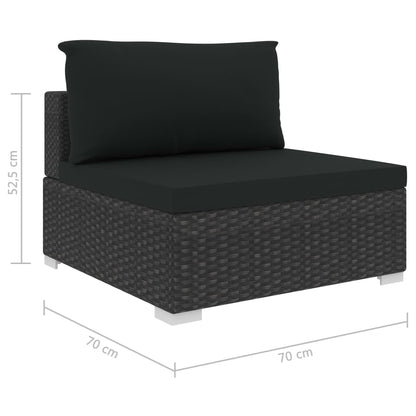 Loungeset Met Kussens Poly Rattan Zwart
