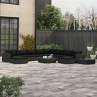 Loungeset poly rattan zwart 12-delig