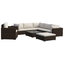 -Delige Loungeset Met Kussens Poly Rattan Bruin