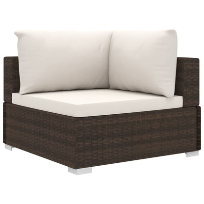 -Delige Loungeset Met Kussens Poly Rattan Bruin