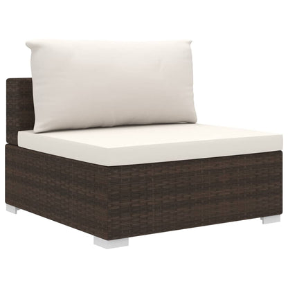 -Delige Loungeset Met Kussens Poly Rattan Bruin