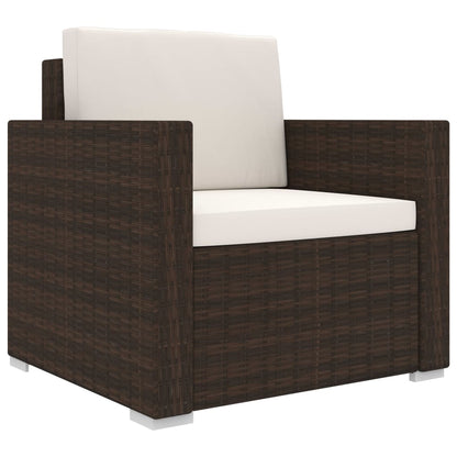 -Delige Loungeset Met Kussens Poly Rattan Bruin